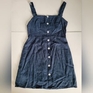 🌸3/$15 Skylar + Madison Blue Cottagecore Button Front Linen Blend Overall Dress